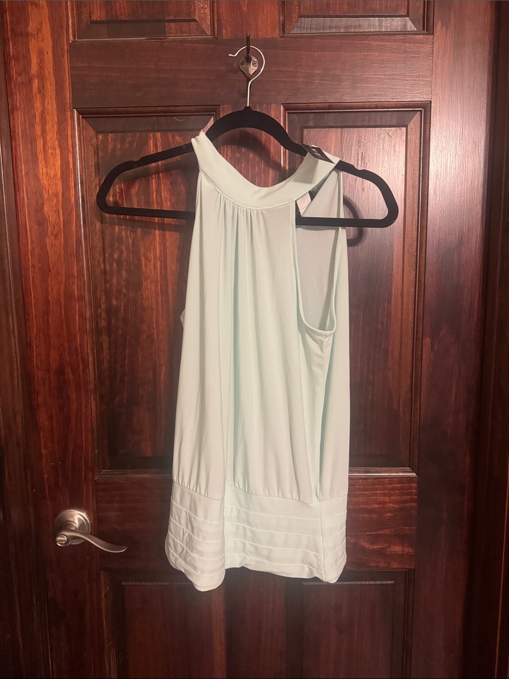 White House Black Market Mint Halter Pleated Tank